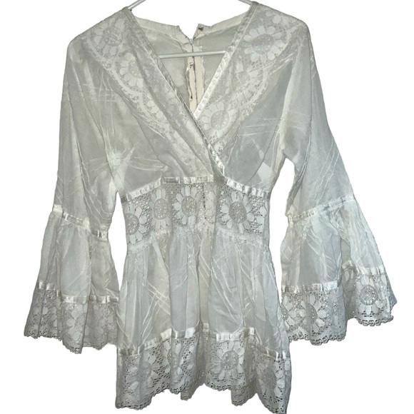 Vintage Minna Lee Two Piece Cotton & Lace Skirt Suit Size S - Picture 2 of 11
